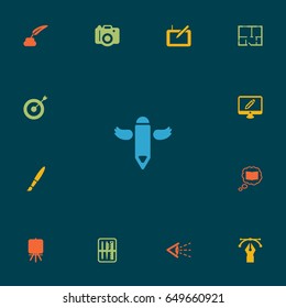 Set Of 13 Creative Icons Set.Collection Of Writing, Look, Case And Other Elements.