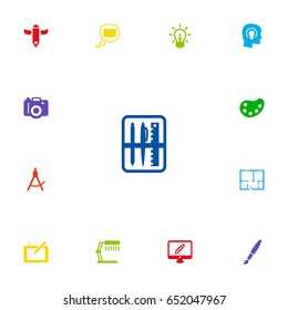 Set Of 13 Creative Icons Set.Collection Of Wings, Case, Illuminator And Other Elements.