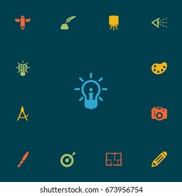 Set Of 13 Creative Icons Set.Collection Of Look, Photo, Compass And Other Elements.