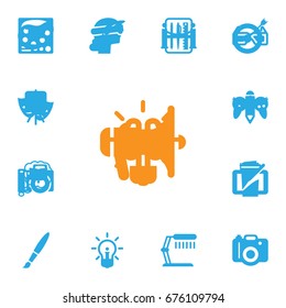 Set Of 13 Creative Icons Set.Collection Of Illuminator, Photo, Science And Other Elements.