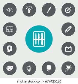 Set Of 13 Creative Icons Set.Collection Of Look, Stand , Scheme Elements.