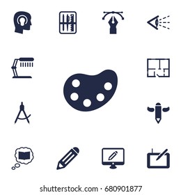 Set Of 13 Creative Icons Set.Collection Of Scheme, Artist, Gadget And Other Elements.