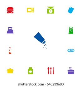 Set Of 13 Culinary Icons Set.Collection Of Kitchen Rasp, Pepperoni, Saucepan And Other Elements.