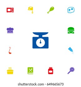 Set Of 13 Culinary Icons Set.Collection Of Weighing Machine, Eggs, Blender And Other Elements.