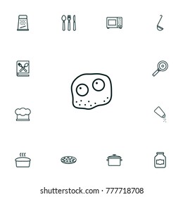 Set Of 13 Culinary Outline Icons Set.Collection Of Microwave, Jug, Skillet And Other Elements.