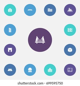 Set Of 13 Design Icons Set.Collection Of Metropolis, Triumphal, Academy And Other Elements.