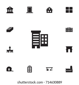 Set Of 13 Design Icons Set.Collection Of Approach, Fence, Business Center And Other Elements.