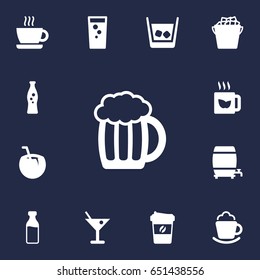 Set Of 13 Drinks Icons Set.Collection Of Bottle, Drink, Cask And Other Elements.