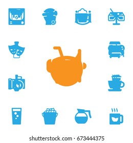 Set Of 13 Drinks Icons Set.Collection Of Fridge, Cream, Soda And Other Elements.