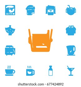 Set Of 13 Drinks Icons Set.Collection Of Martini, Cask, Cognac And Other Elements.