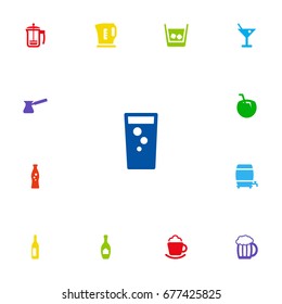 Set Of 13 Drinks Icons Set.Collection Of Cream, Pot, Electric Teapot And Other Elements.