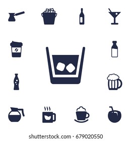 Set Of 13 Drinks Icons Set.Collection Of Wine, Cream, Martini And Other Elements.