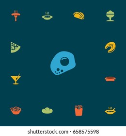 Set Of 13 Eat Icons Set.Collection Of Broth, Pepperoni, Eggs And Other Elements.