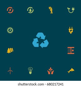 Set Of 13 Ecology Icons Set.Collection Of Fish, Treatment, Energy And Other Elements.