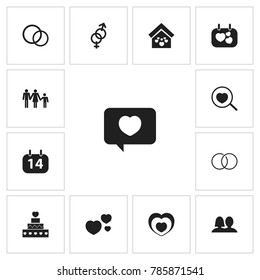 Set of 13 editable amour icons. Includes symbols such as married, engagement, hanging board and more. Can be used for web, mobile, UI and infographic design.