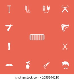 Set of 13 editable barber icons. Includes symbols such as airflow, blade, clippers and more. Can be used for web, mobile, UI and infographic design.