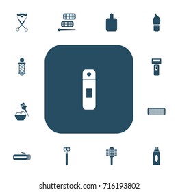 Set Of 13 Editable Barber Icons. Includes Symbols Such As Bucket, Hairbrush, Perfumer And More. Can Be Used For Web, Mobile, UI And Infographic Design.
