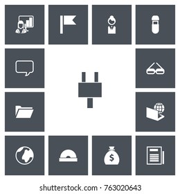 Set Of 13 Editable Bureau Icons. Includes Symbols Such As Page, Eyeglasses, Earth And More. Can Be Used For Web, Mobile, UI And Infographic Design.