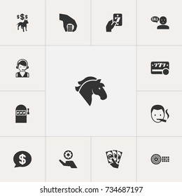 Set Of 13 Editable Business Icons. Includes Symbols Such As Dog Fighting Bet, Poker Money, Bet And More. Can Be Used For Web, Mobile, UI And Infographic Design.