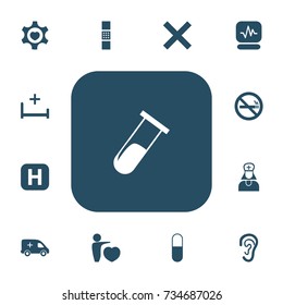 Set Of 13 Editable Care Icons. Includes Symbols Such As Drug, No Check, Clinic Room And More. Can Be Used For Web, Mobile, UI And Infographic Design.