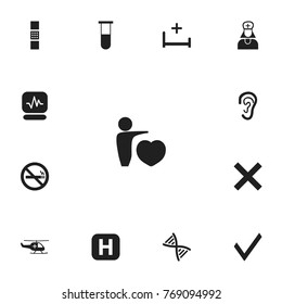 Set Of 13 Editable Care Icons. Includes Symbols Such As Clinic Room, Mark, Human Love And More. Can Be Used For Web, Mobile, UI And Infographic Design.