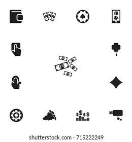Set Of 13 Editable Casino Icons. Includes Symbols Such As Greenback, Tracking Cam, Money And More. Can Be Used For Web, Mobile, UI And Infographic Design.