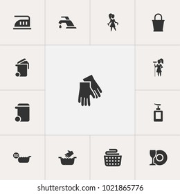 Set of 13 editable cleanup icons. Includes symbols such as maximum power, liquid soap, hot water and more. Can be used for web, mobile, UI and infographic design.