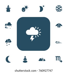 Set Of 13 Editable Climate Icons. Includes Symbols Such As Male, Frostbite, Coat And More. Can Be Used For Web, Mobile, UI And Infographic Design.