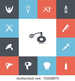 Set Of 13 Editable Coiffeur Icons. Includes Symbols Such As Bristle, Drying Machine, Desiccator And More. Can Be Used For Web, Mobile, UI And Infographic Design.