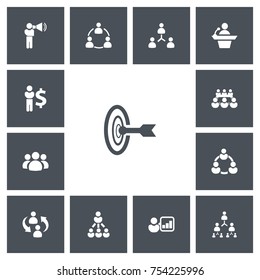 Set Of 13 Editable Community Icons. Includes Symbols Such As Partnership, Staff Structure, Leader And More. Can Be Used For Web, Mobile, UI And Infographic Design.