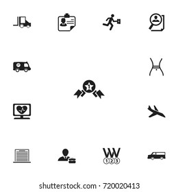 Set Of 13 Editable Complex Icons. Includes Symbols Such As List, Camion, Businessman And More. Can Be Used For Web, Mobile, UI And Infographic Design.