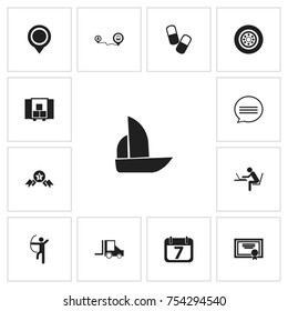 Set Of 13 Editable Complex Icons. Includes Symbols Such As Award, Date Block, Delivery And More. Can Be Used For Web, Mobile, UI And Infographic Design.