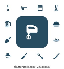 Set Of 13 Editable Cooking Icons. Includes Symbols Such As Cooking Pan, Stove, Fast Food And More. Can Be Used For Web, Mobile, UI And Infographic Design.