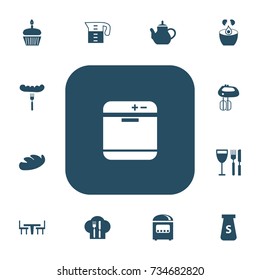 Set Of 13 Editable Cooking Icons. Includes Symbols Such As Dining Table, Water Jug, Tableware And More. Can Be Used For Web, Mobile, UI And Infographic Design.