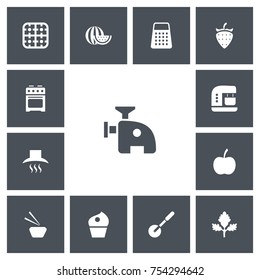 Set Of 13 Editable Cooking Icons. Includes Symbols Such As Mixer, Kitchen Hood, Knife Roller And More. Can Be Used For Web, Mobile, UI And Infographic Design.