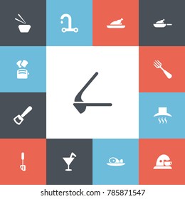 Set of 13 editable cooking icons. Includes symbols such as sushi, ham, coffee maker and more. Can be used for web, mobile, UI and infographic design.