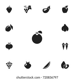 Set Of 13 Editable Dessert Icons. Includes Symbols Such As Papaya, Cluster, Merlot And More. Can Be Used For Web, Mobile, UI And Infographic Design.