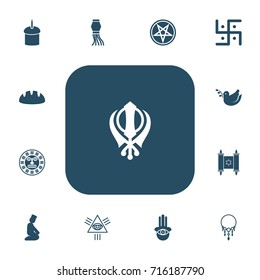 Set Of 13 Editable Dyne Icons. Includes Symbols Such As Eye On Hand , Tegh, Pigeon. Can Be Used For Web, Mobile, UI And Infographic Design.