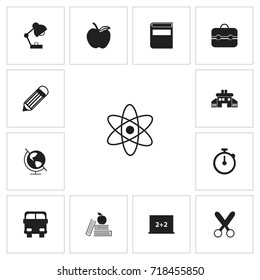 Set Of 13 Editable Education Icons. Includes Symbols Such As Earth Planet, Timer, Literature And More. Can Be Used For Web, Mobile, UI And Infographic Design.