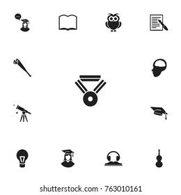 Set Of 13 Editable Education Icons. Includes Symbols Such As Study Accomplishment, Achievement, List And More. Can Be Used For Web, Mobile, UI And Infographic Design.