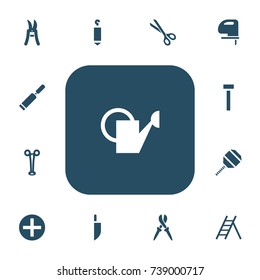 Set Of 13 Editable Equipment Icons. Includes Symbols Such As Pruning Shears, Pliers, Forceps And More. Can Be Used For Web, Mobile, UI And Infographic Design.