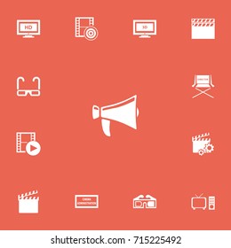 Set Of 13 Editable Filming Icons. Includes Symbols Such As Hd Screen, Clapperboard, Theater Agency And More. Can Be Used For Web, Mobile, UI And Infographic Design.