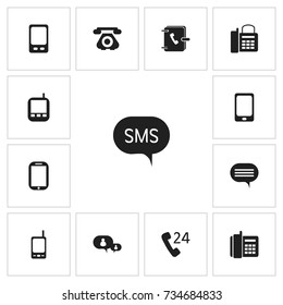 Set Of 13 Editable Gadget Icons. Includes Symbols Such As Home Cellphone, Mobile, Smartphone And More. Can Be Used For Web, Mobile, UI And Infographic Design.