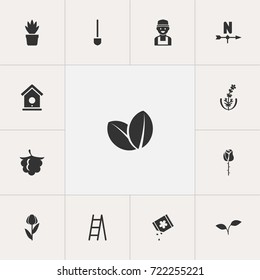 Set Of 13 Editable Gardening Icons. Includes Symbols Such As Seeds Packet, Farmer, Stairway And More. Can Be Used For Web, Mobile, UI And Infographic Design.