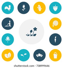 Set Of 13 Editable Gardening Icons. Includes Symbols Such As Decorative, Bucket, Seedling And More. Can Be Used For Web, Mobile, UI And Infographic Design.