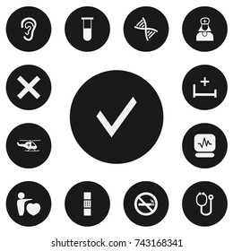 Set Of 13 Editable Health Icons. Includes Symbols Such As Hospital Assistant, Mark, Wound Band. Can Be Used For Web, Mobile, UI And Infographic Design.