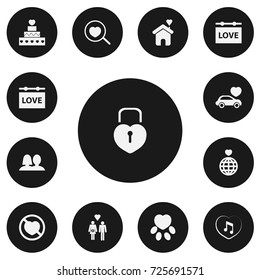 Set Of 13 Editable Heart Icons. Includes Symbols Such As World, Loupe, Wedlock And More. Can Be Used For Web, Mobile, UI And Infographic Design.