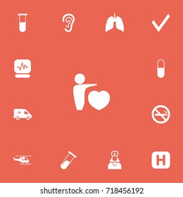 Set Of 13 Editable Hospital Icons. Includes Symbols Such As Analysis Container, Mark, Listen And More. Can Be Used For Web, Mobile, UI And Infographic Design.