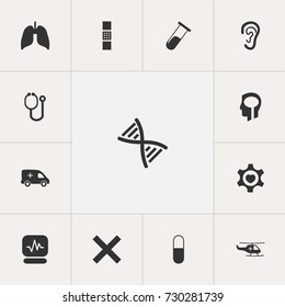 Set Of 13 Editable Hospital Icons. Includes Symbols Such As Intelligence, Respiratory Organ, Genome And More. Can Be Used For Web, Mobile, UI And Infographic Design.