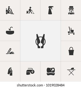 Set of 13 editable hygiene icons. Includes symbols such as bucket, spray, sponge and more. Can be used for web, mobile, UI and infographic design.